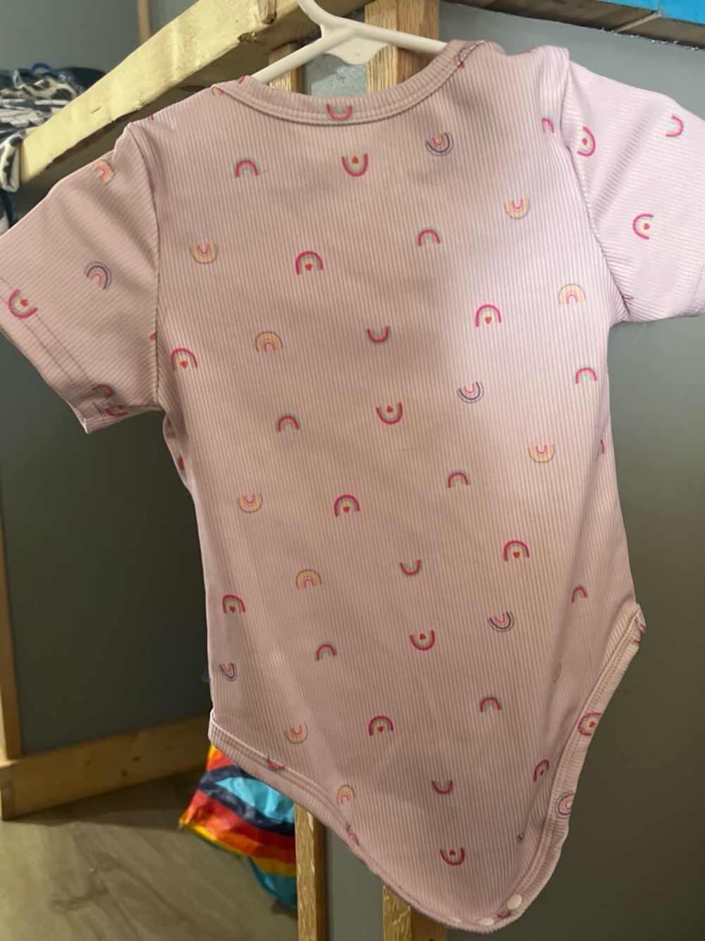 Kids Pink Rainbow Print One-Piece Bodysuit